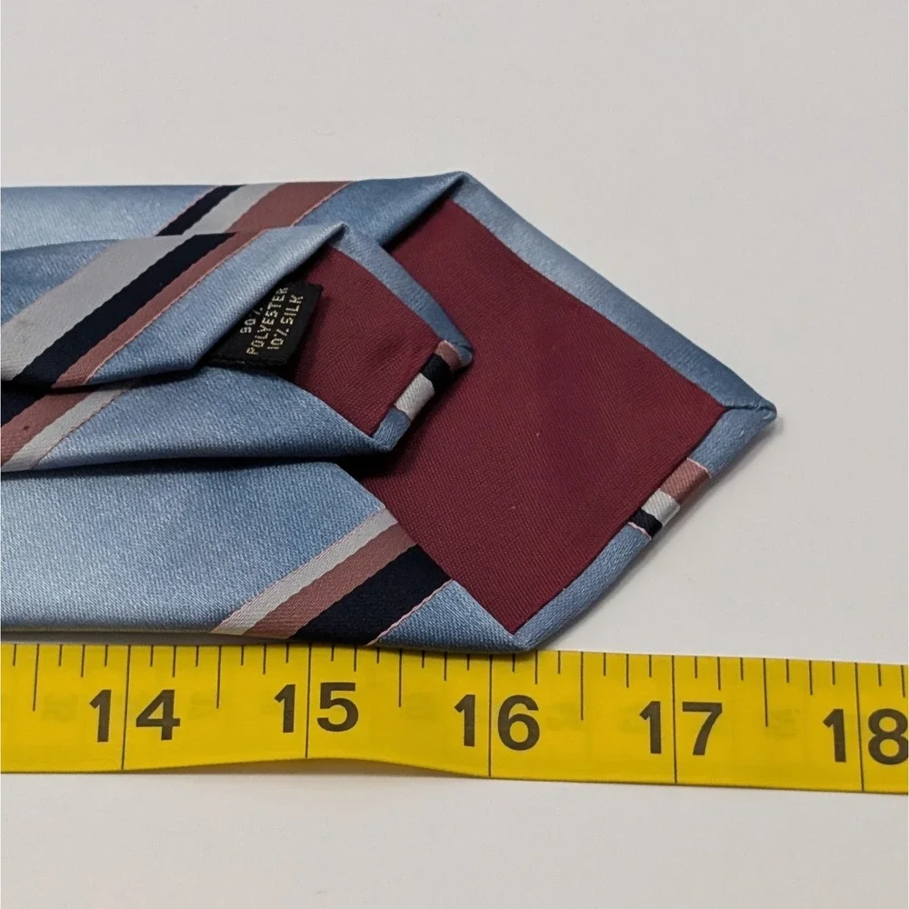 Vintage Prestige Kids Clip On Tie Light Blue Brown Stripe Formal Wedding Party